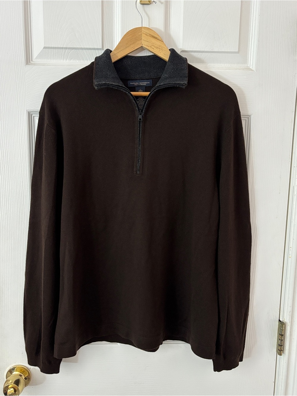 Banana Republic Silk Cashmere Quarter Zip Sweater Brown L